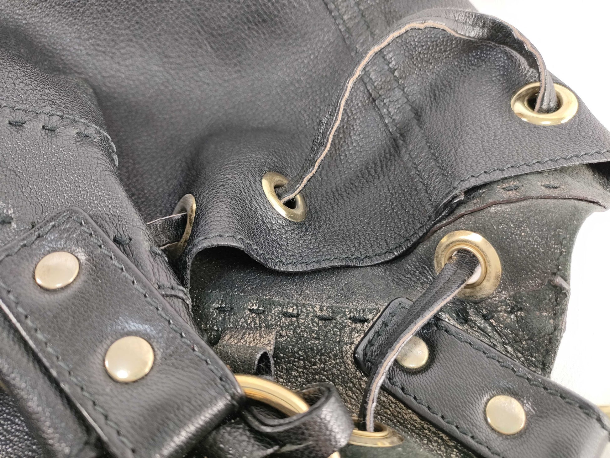 SAINT LAURENT Drawstring Leather Handbag