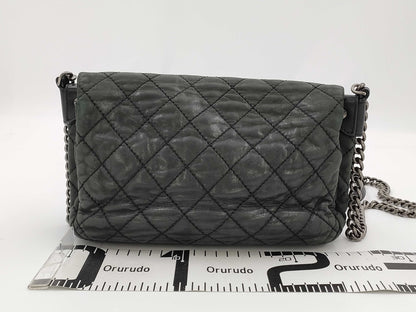 CHANEL Black Chain Shoulder Bag with Matelasse and Wild Stitching