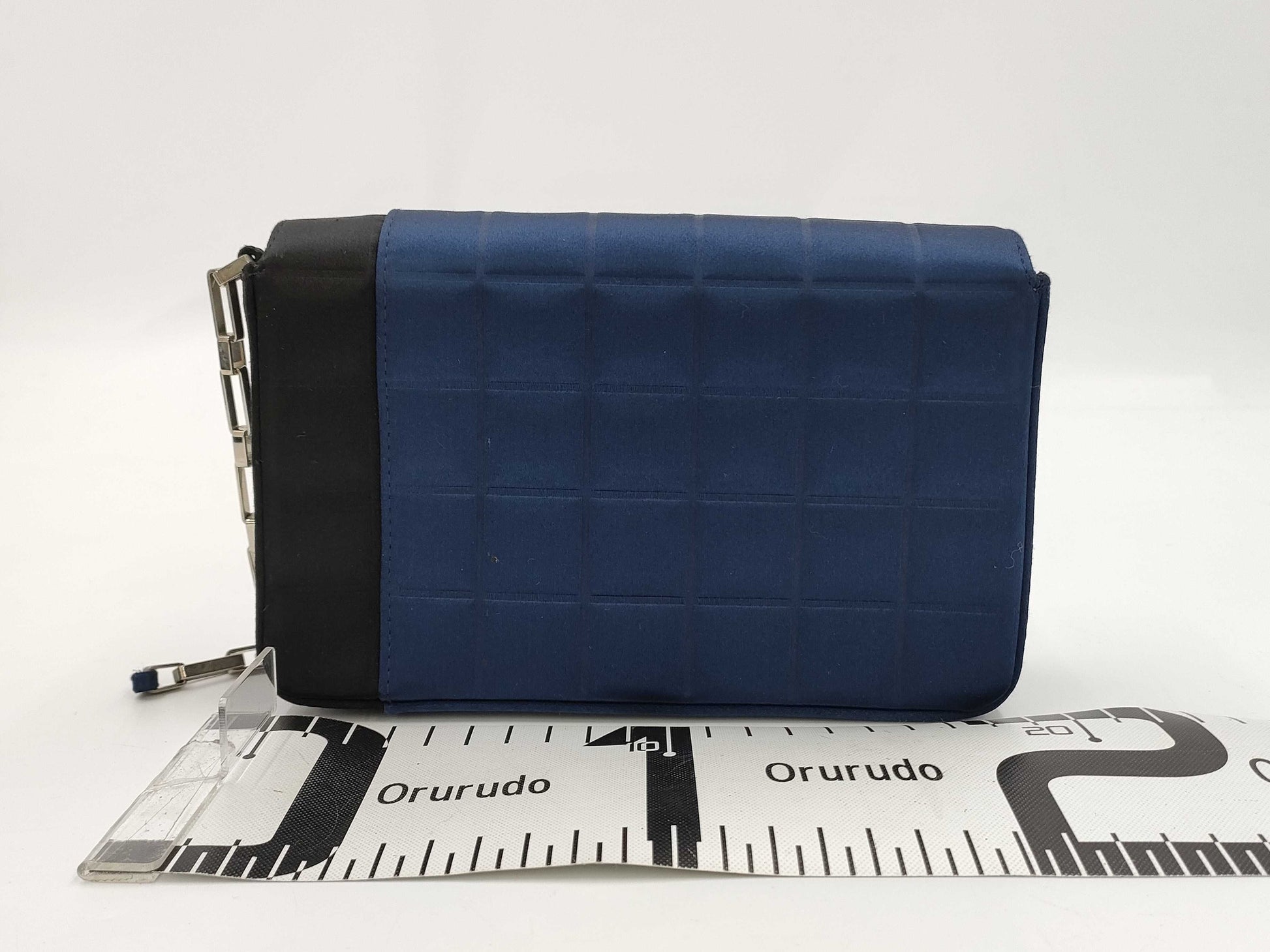 CHANEL Chocolate Bar Blue x Black Nylon Shoulder Bag