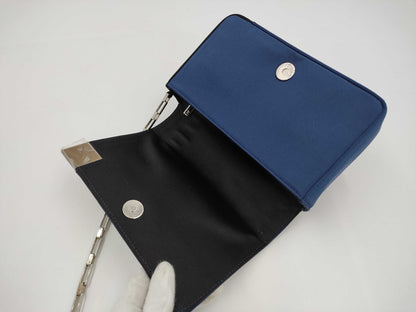 CHANEL Chocolate Bar Blue x Black Nylon Shoulder Bag