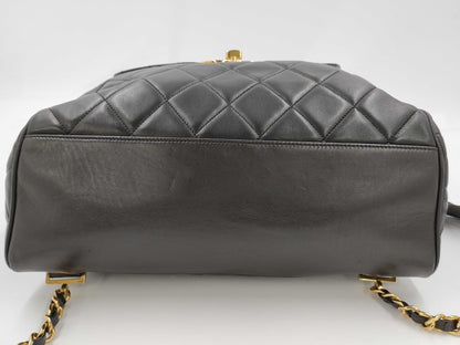 CHANEL Matelasse Lamb Black Backpack with Coco Mark