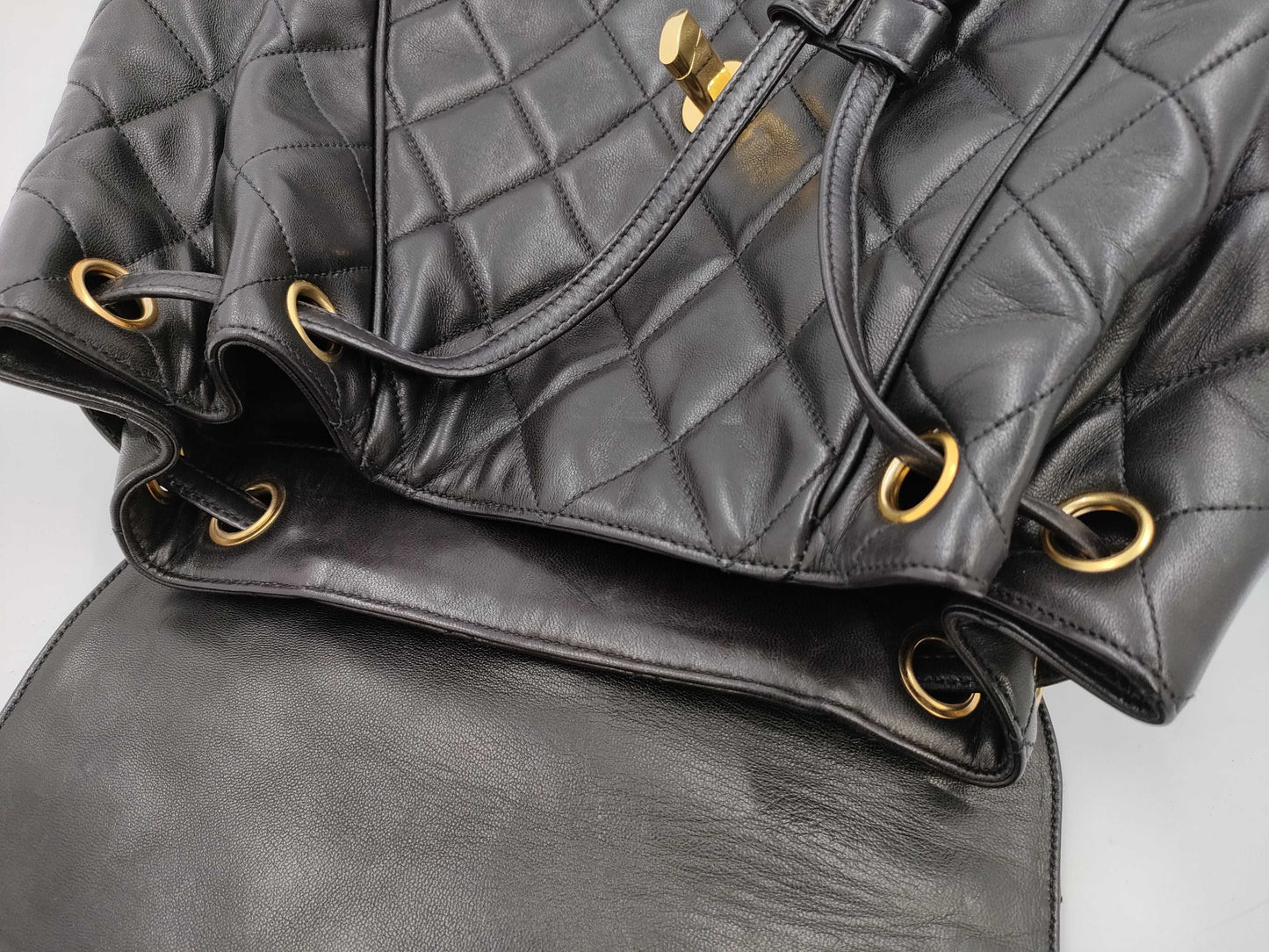 CHANEL Matelasse Lamb Black Backpack with Coco Mark