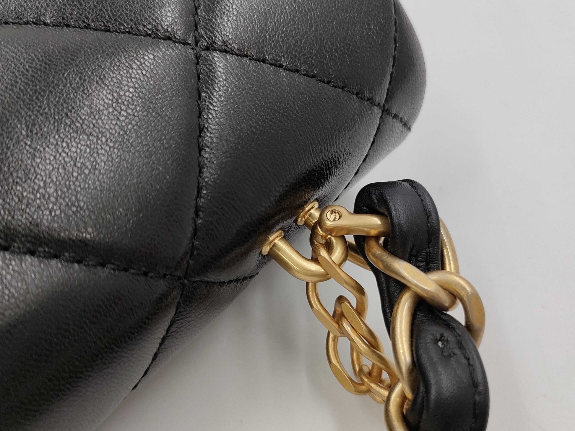 CHANEL Matelasse Chain Shoulder Bag in Black Lamb