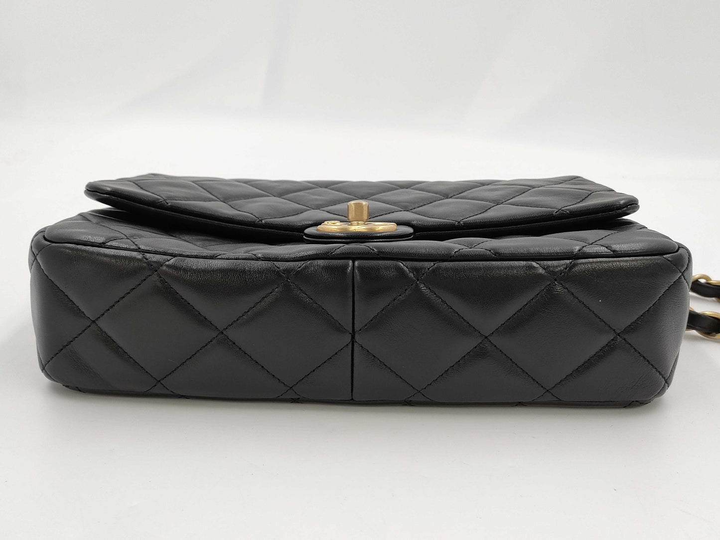 CHANEL Matelasse Chain Shoulder Bag in Black Lamb