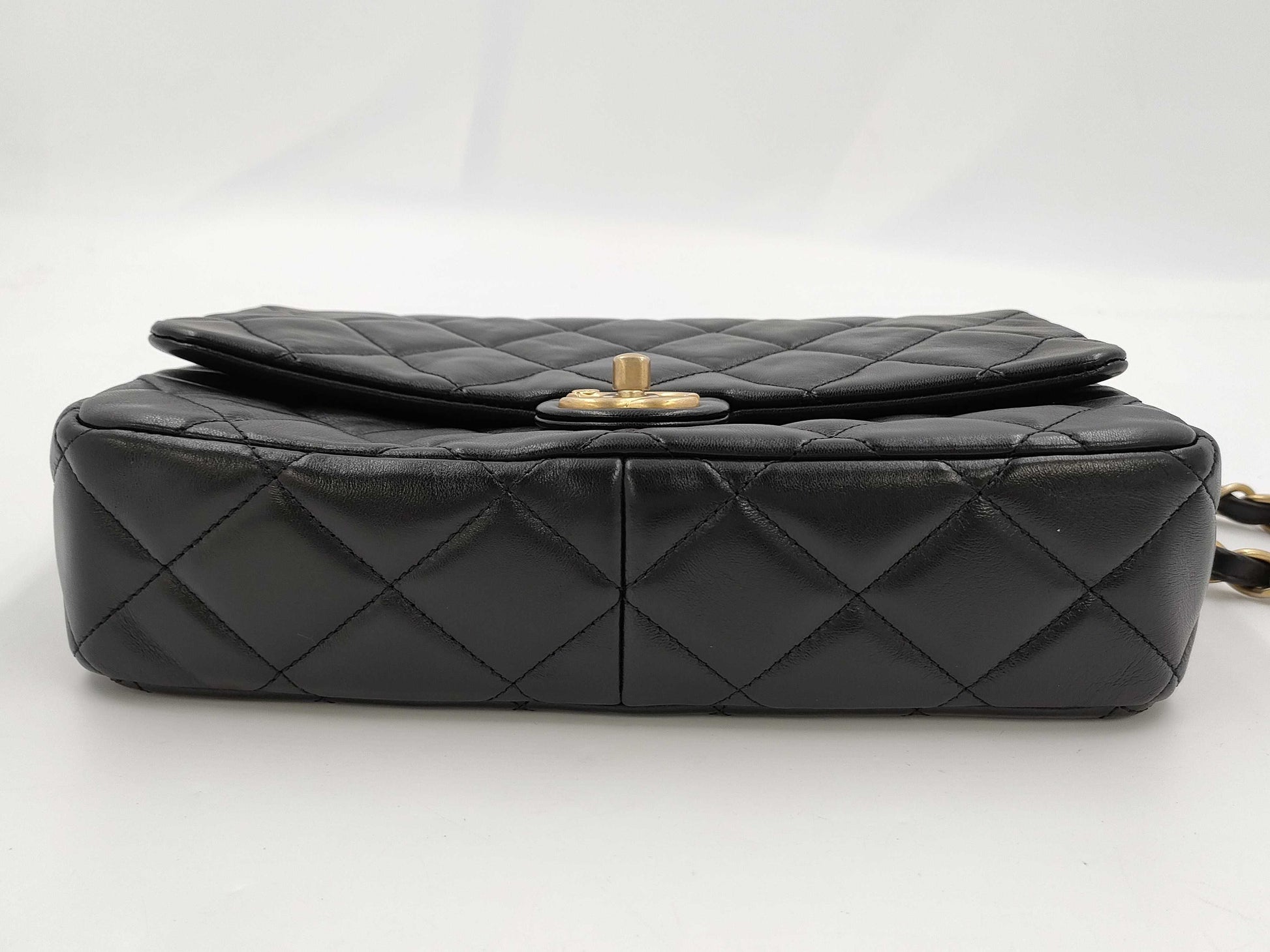 CHANEL Matelasse Chain Shoulder Bag in Black Lamb