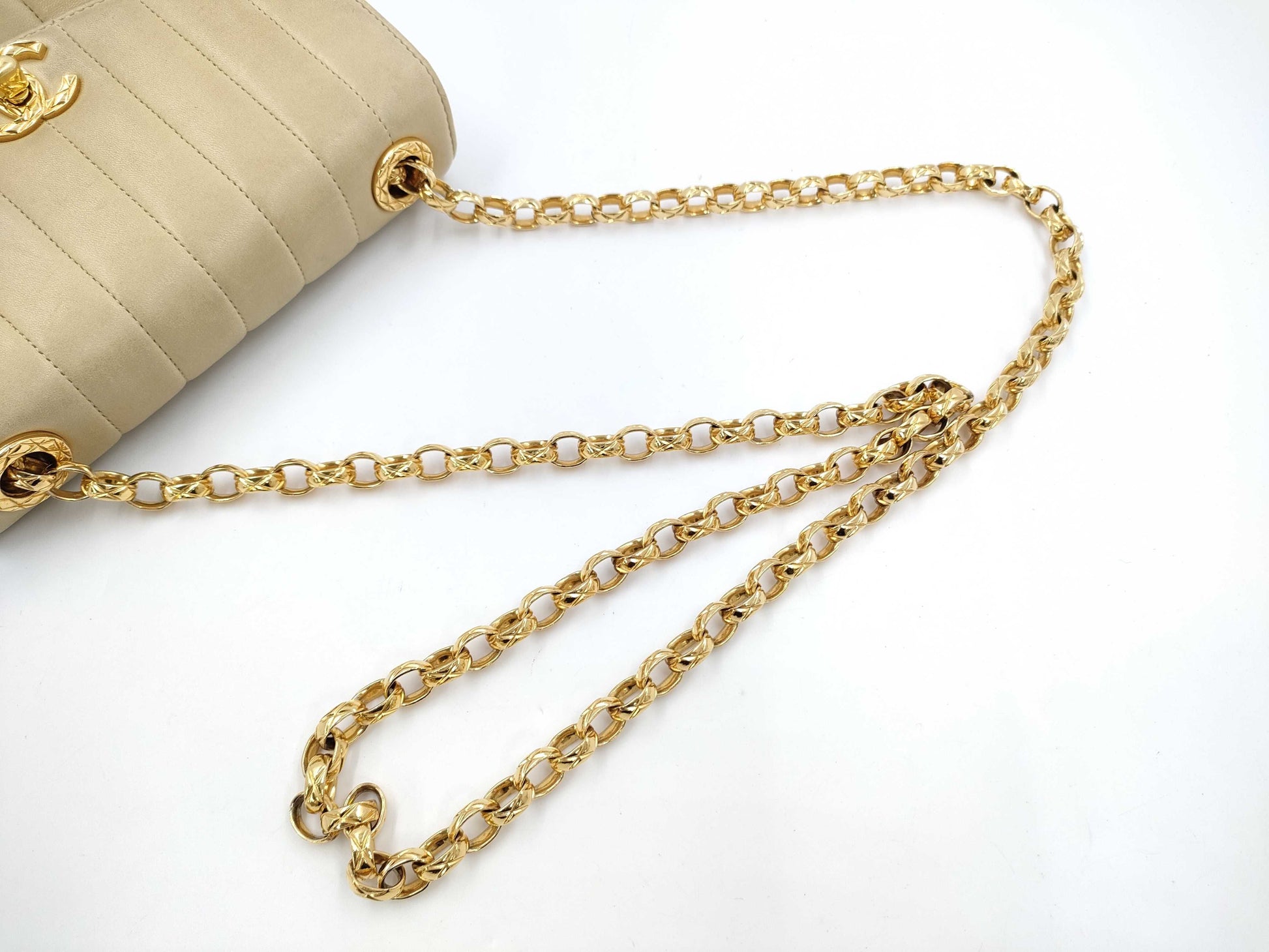 CHANEL Mademoiselle Chain Shoulder Bag Beige