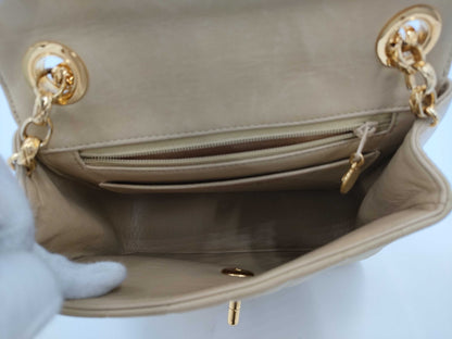 CHANEL Mademoiselle Chain Shoulder Bag Beige