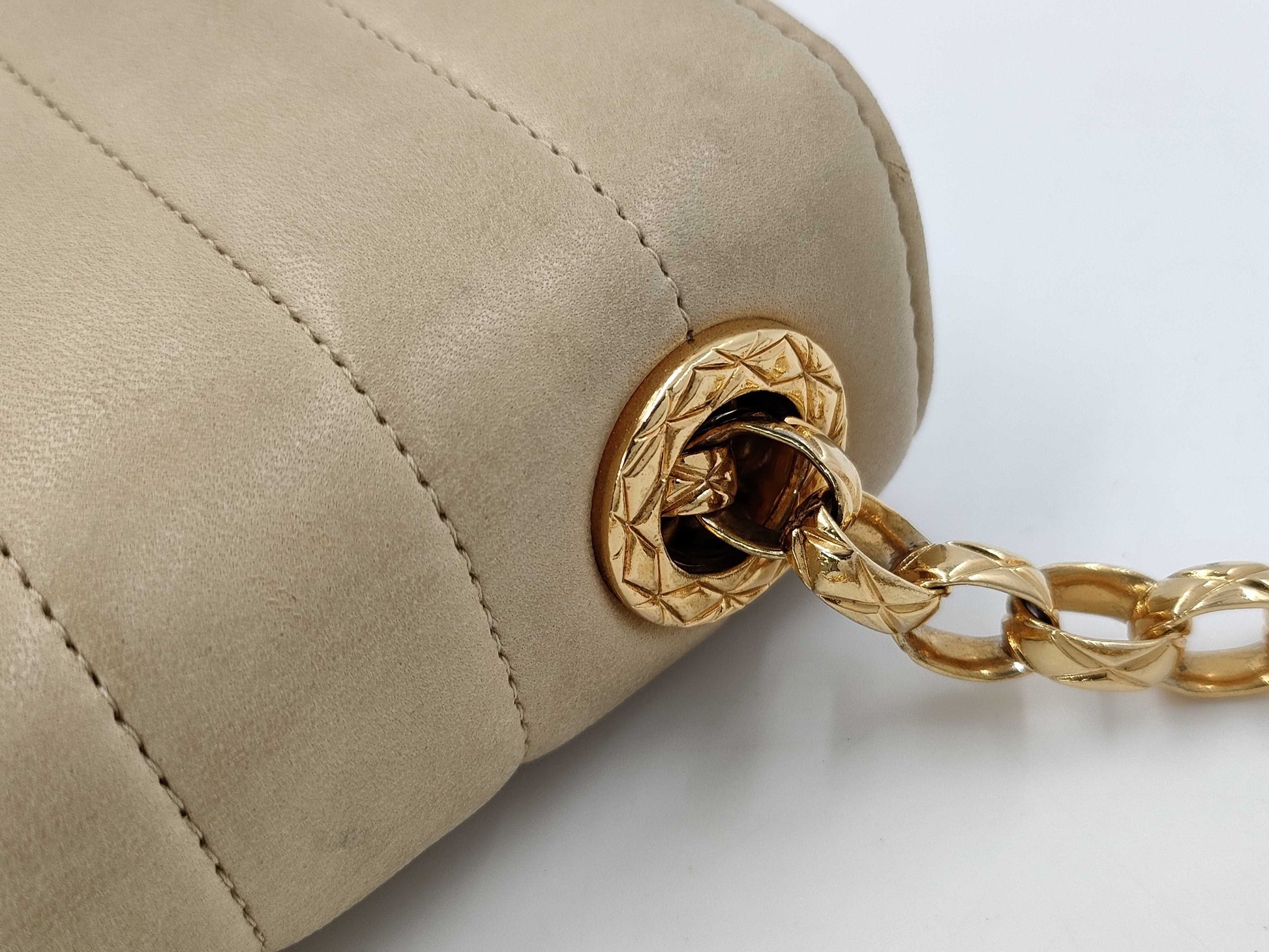 CHANEL Mademoiselle Chain Shoulder Bag Beige
