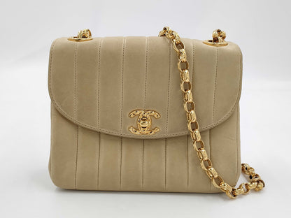 CHANEL Mademoiselle Chain Shoulder Bag Beige