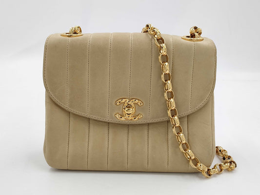 CHANEL Mademoiselle Chain Shoulder Bag Beige