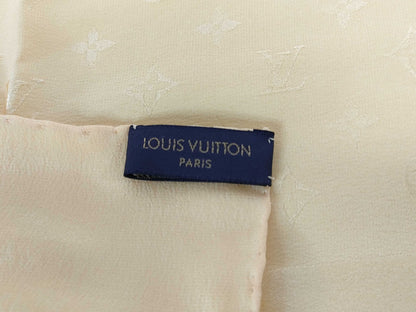 LOUIS VUITTON Monogram Yellow Scarf Silk Large Scarf