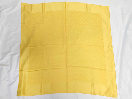 LOUIS VUITTON Monogram Yellow Scarf Silk Large Scarf