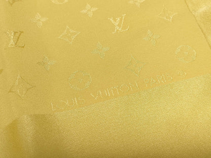 LOUIS VUITTON Monogram Yellow Scarf Silk Large Scarf