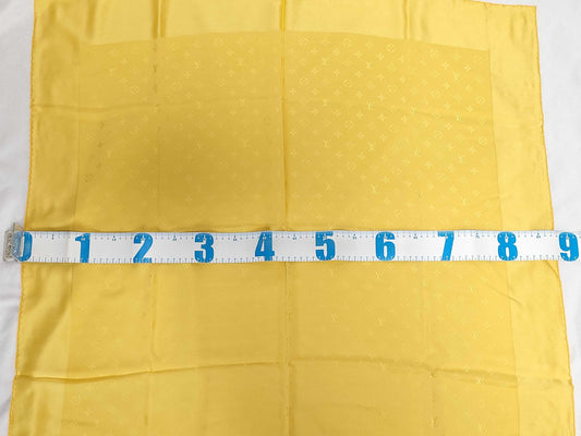 LOUIS VUITTON Monogram Yellow Scarf Silk Large Scarf
