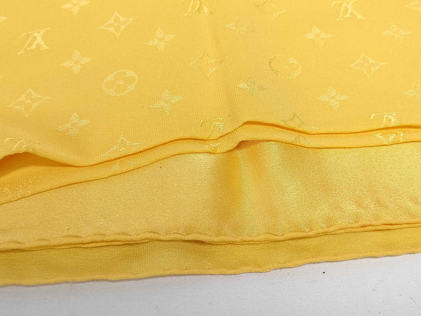 LOUIS VUITTON Monogram Yellow Scarf Silk Large Scarf
