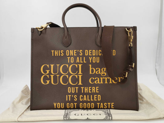 GUCCI 100th Anniversary Model Leather 2-Way Brown Tote Bag