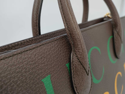 GUCCI 100th Anniversary Model Leather 2-Way Brown Tote Bag