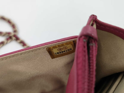 CHANEL Camellia Chain Wallet, Lambskin, Pink, No. 16, Shoulder Bag