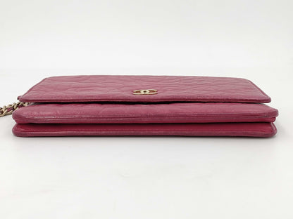 CHANEL Camellia Chain Wallet, Lambskin, Pink, No. 16, Shoulder Bag