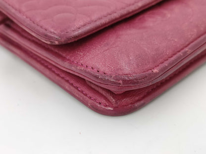 CHANEL Camellia Chain Wallet, Lambskin, Pink, No. 16, Shoulder Bag