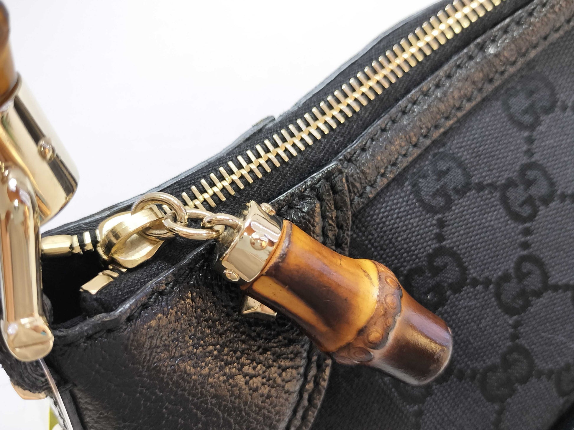 GUCCI Bamboo Turnlock GG Canvas One-Shoulder Tote Bag