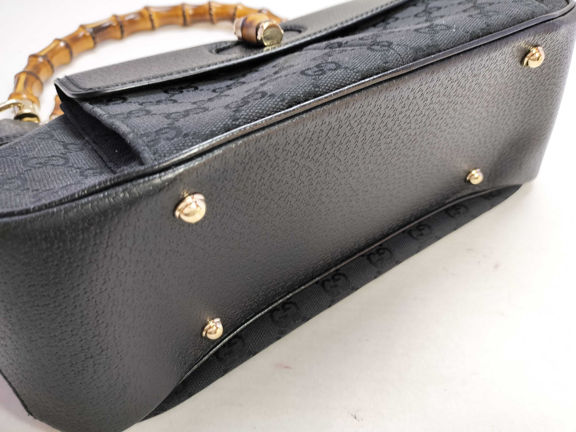GUCCI Bamboo Turnlock GG Canvas One-Shoulder Tote Bag