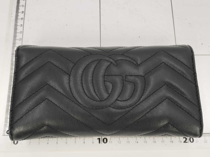 GUCCI Marmont Long Wallet, Leather, Black, 443436