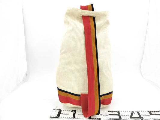 HERMES Cavalier Toile Chevron Shoulder Bag with Silver Hardware in Natural and Multicolor