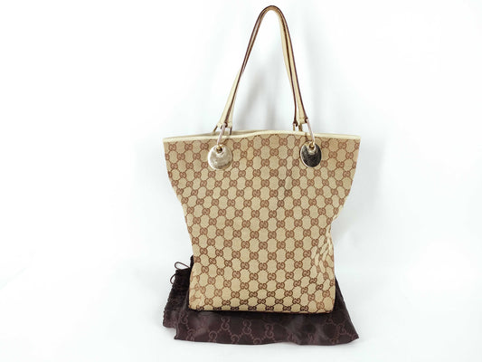 GUCCI GG Canvas GG Canvas x Leather Tote Bag Tote Bag
