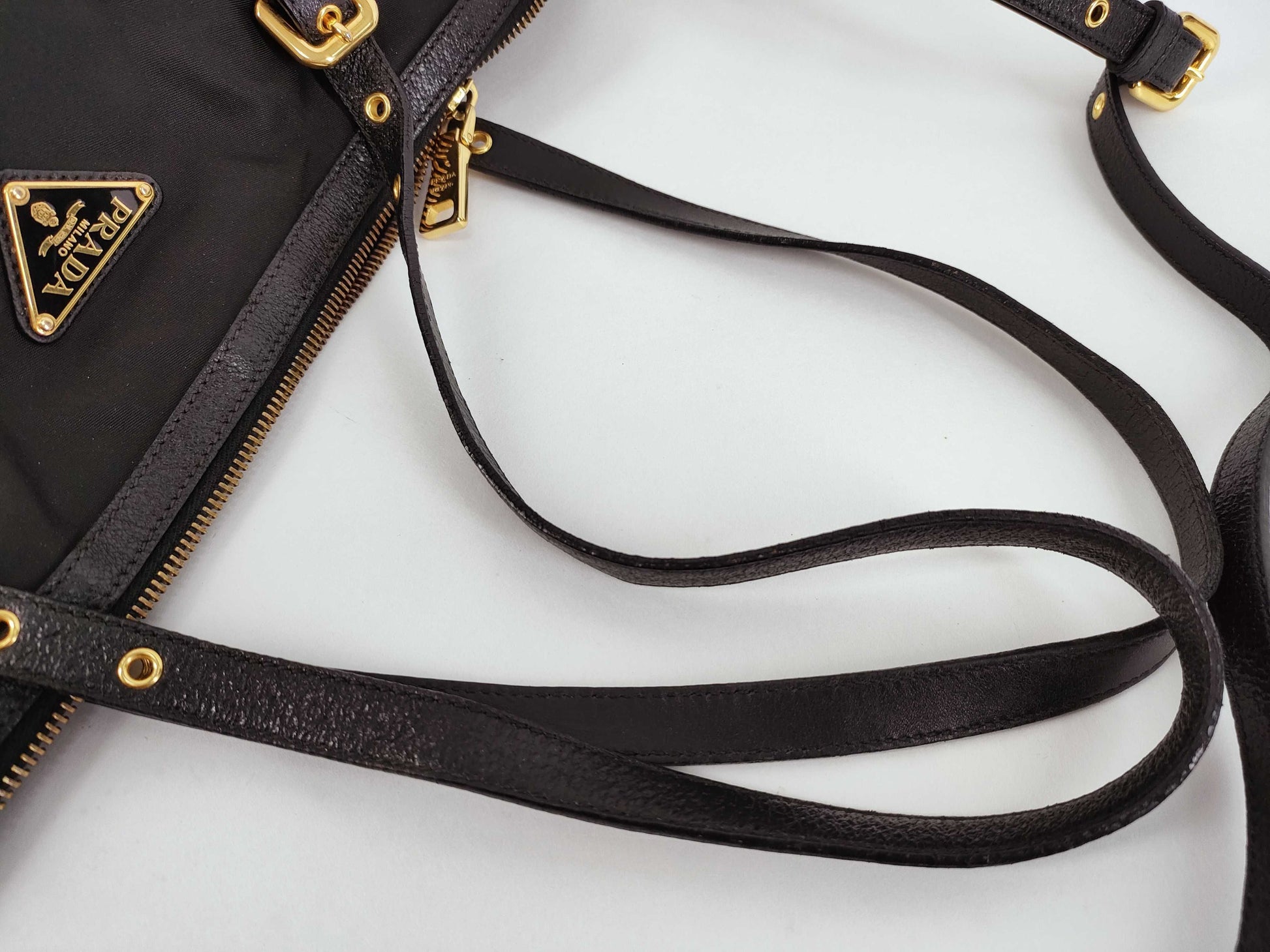 PRADA Nylon Tessuto Triangle Logo 2-Way Tote Bag with Strap