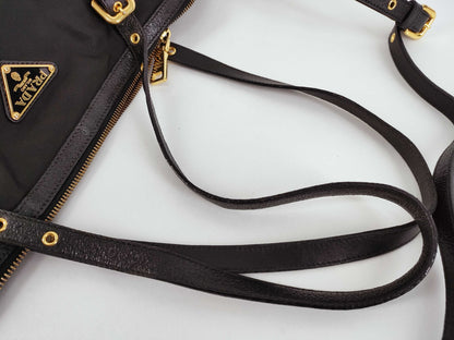 PRADA Nylon Tessuto Triangle Logo 2-Way Tote Bag with Strap