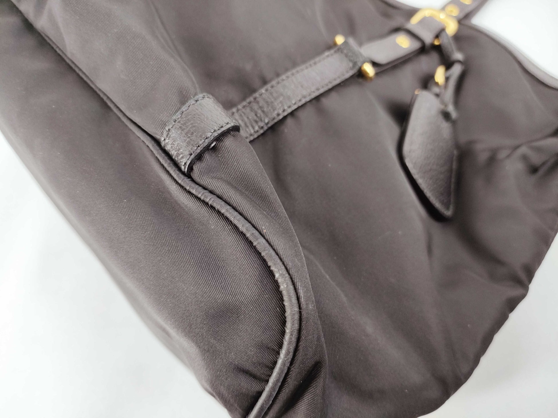 PRADA Nylon Tessuto Triangle Logo 2-Way Tote Bag with Strap