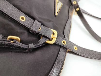 PRADA Nylon Tessuto Triangle Logo 2-Way Tote Bag with Strap