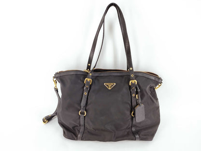 PRADA Nylon Tessuto Triangle Logo 2-Way Tote Bag with Strap