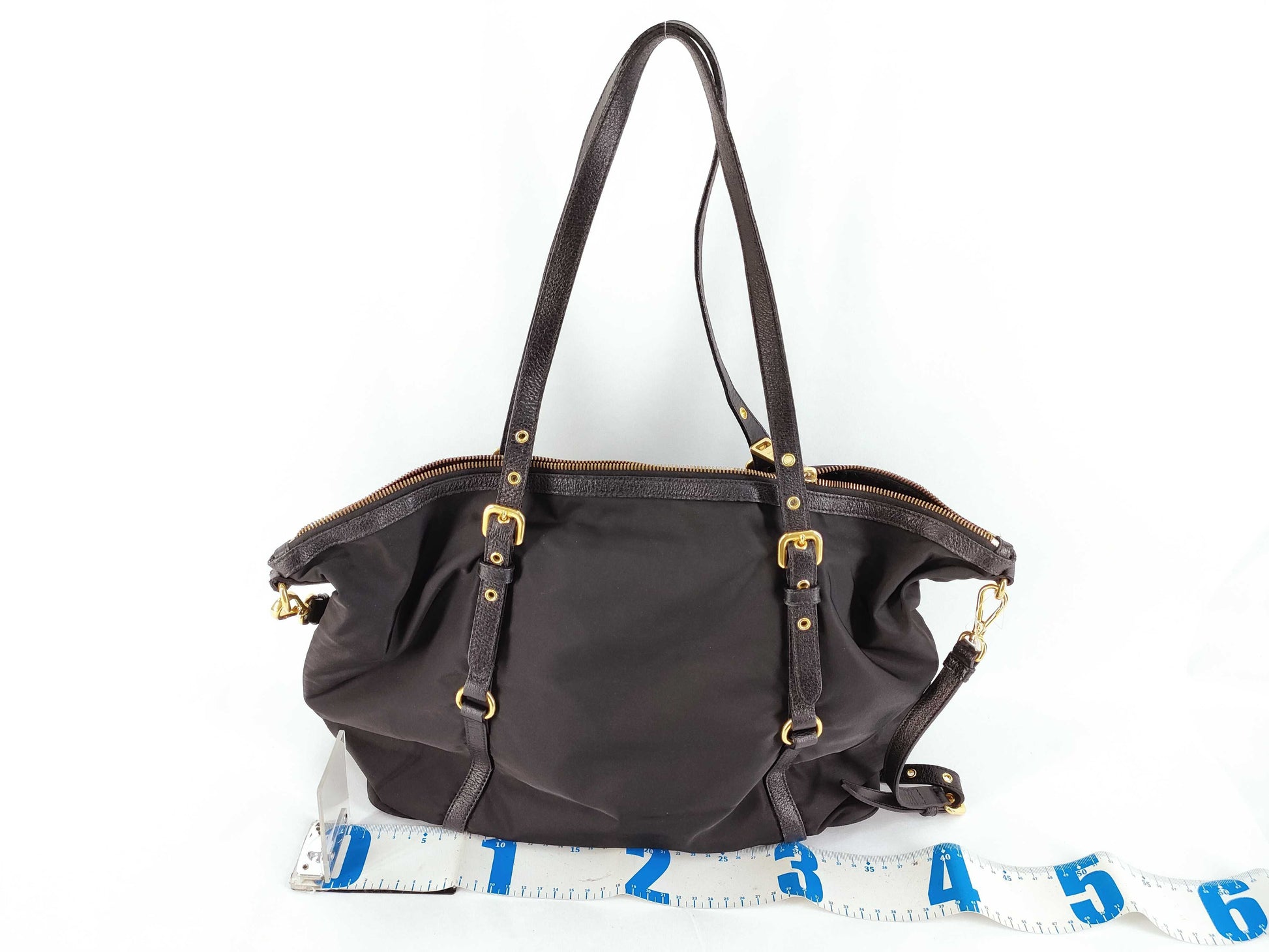 PRADA Nylon Tessuto Triangle Logo 2-Way Tote Bag with Strap