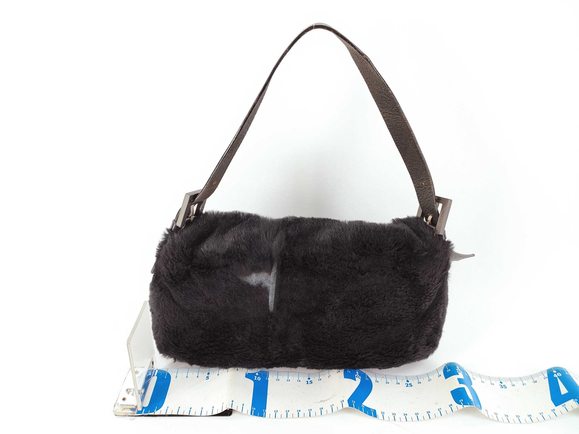FENDI Fur x Leather Silicone Logo Mamma Bucket Handbag