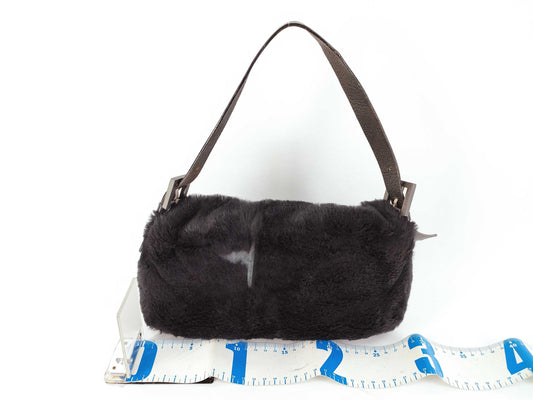 FENDI Fur x Leather Silicone Logo Mamma Bucket Handbag
