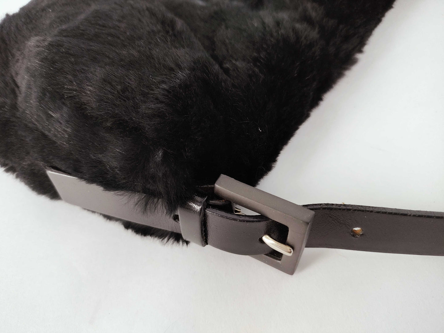 FENDI Fur x Leather Silicone Logo Mamma Bucket Handbag