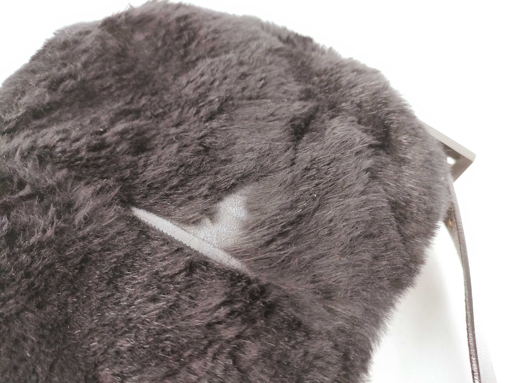FENDI Fur x Leather Silicone Logo Mamma Bucket Handbag