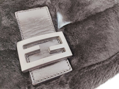 FENDI Fur x Leather Silicone Logo Mamma Bucket Handbag