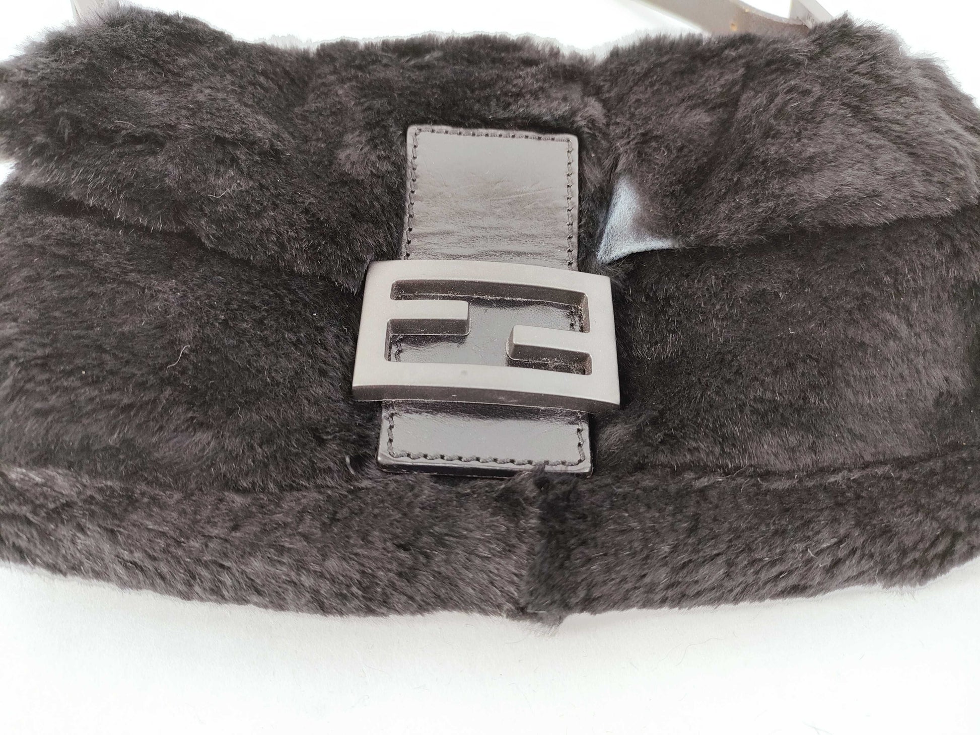FENDI Fur x Leather Silicone Logo Mamma Bucket Handbag
