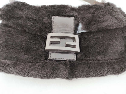FENDI Fur x Leather Silicone Logo Mamma Bucket Handbag