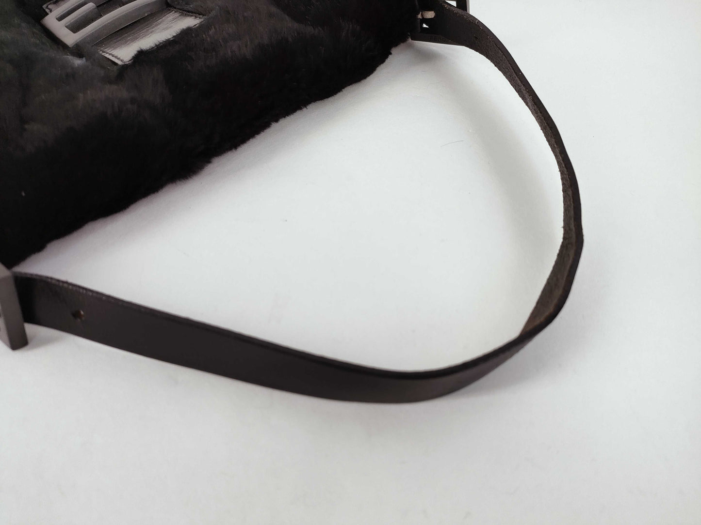 FENDI Fur x Leather Silicone Logo Mamma Bucket Handbag