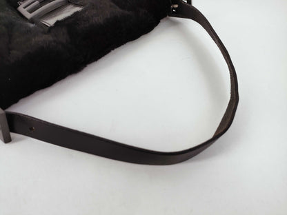 FENDI Fur x Leather Silicone Logo Mamma Bucket Handbag