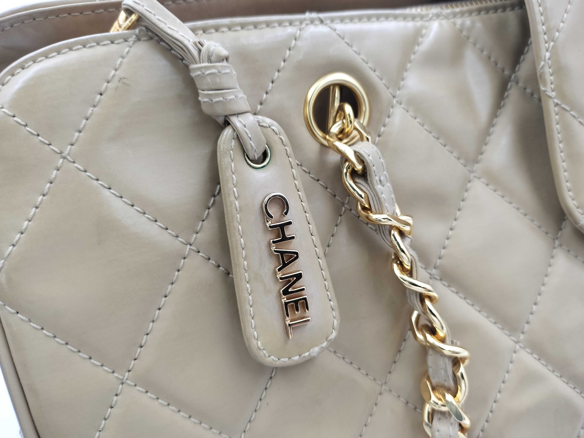 CHANEL Supermodel Patent Leather Tote Bag