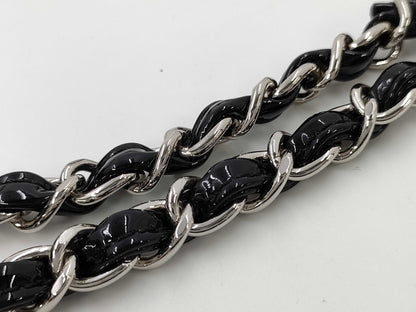 CHANEL Patent Leather Chain Shoulder Bag, Black, 22000022