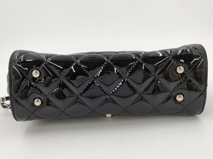CHANEL Patent Leather Chain Shoulder Bag, Black, 22000022