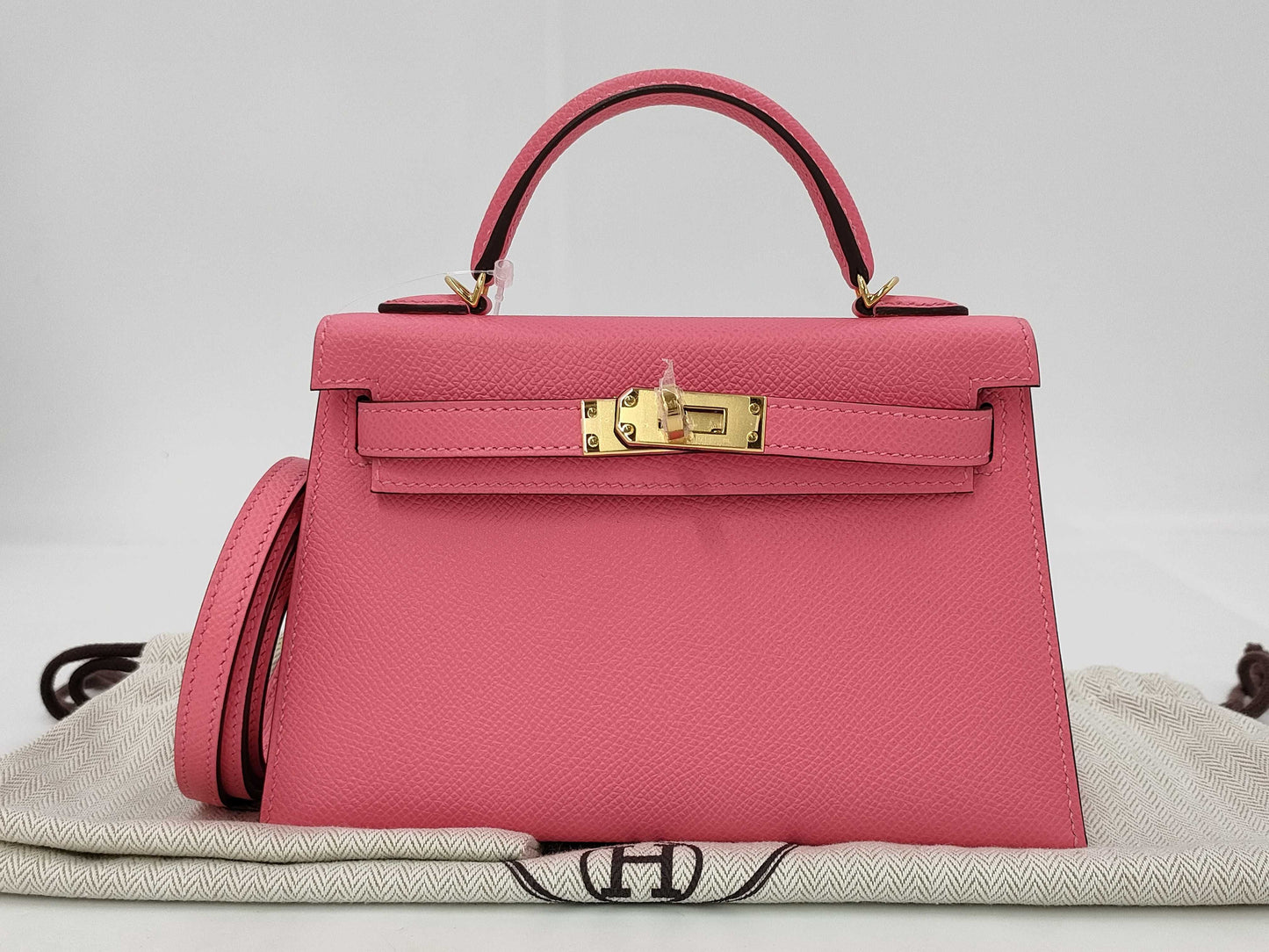 HERMES Mini Kelly Rose Lipstick Epson D engraved handbag