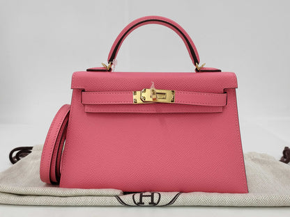 HERMES Mini Kelly Rose Lipstick Epson D engraved handbag