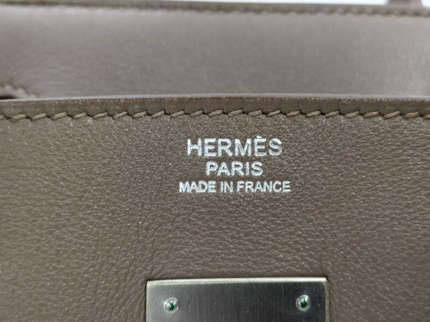 HERMES Birkin 30 Etoupe/Rose Jaipur/Argile Taurillon/Swift Handbag with P Stamp